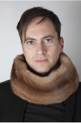 Light brown mink fur neck warmer - unisex